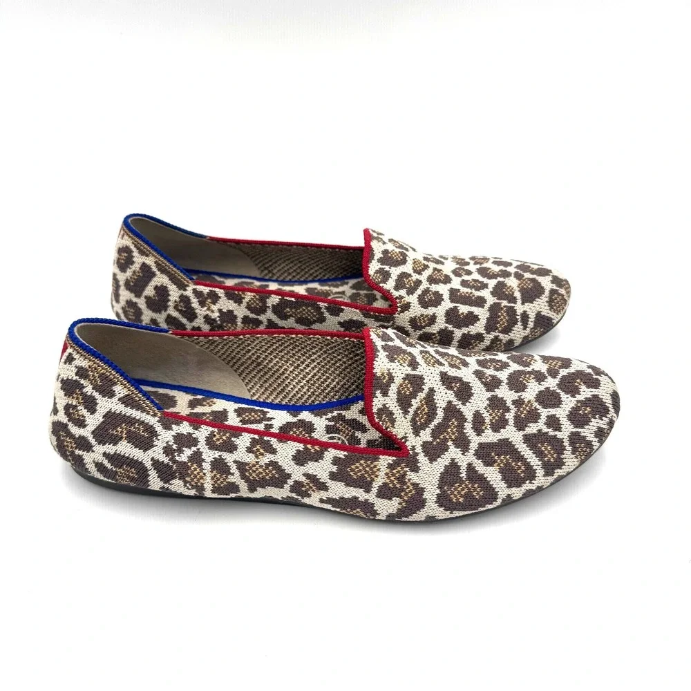 Rothy's The Loafer Spotted Leopard Animal Print Flats Size 8.5